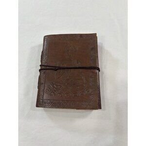 Buddha Leather Journal 6”x4.5" with Cord Closure, Embossed Leather
